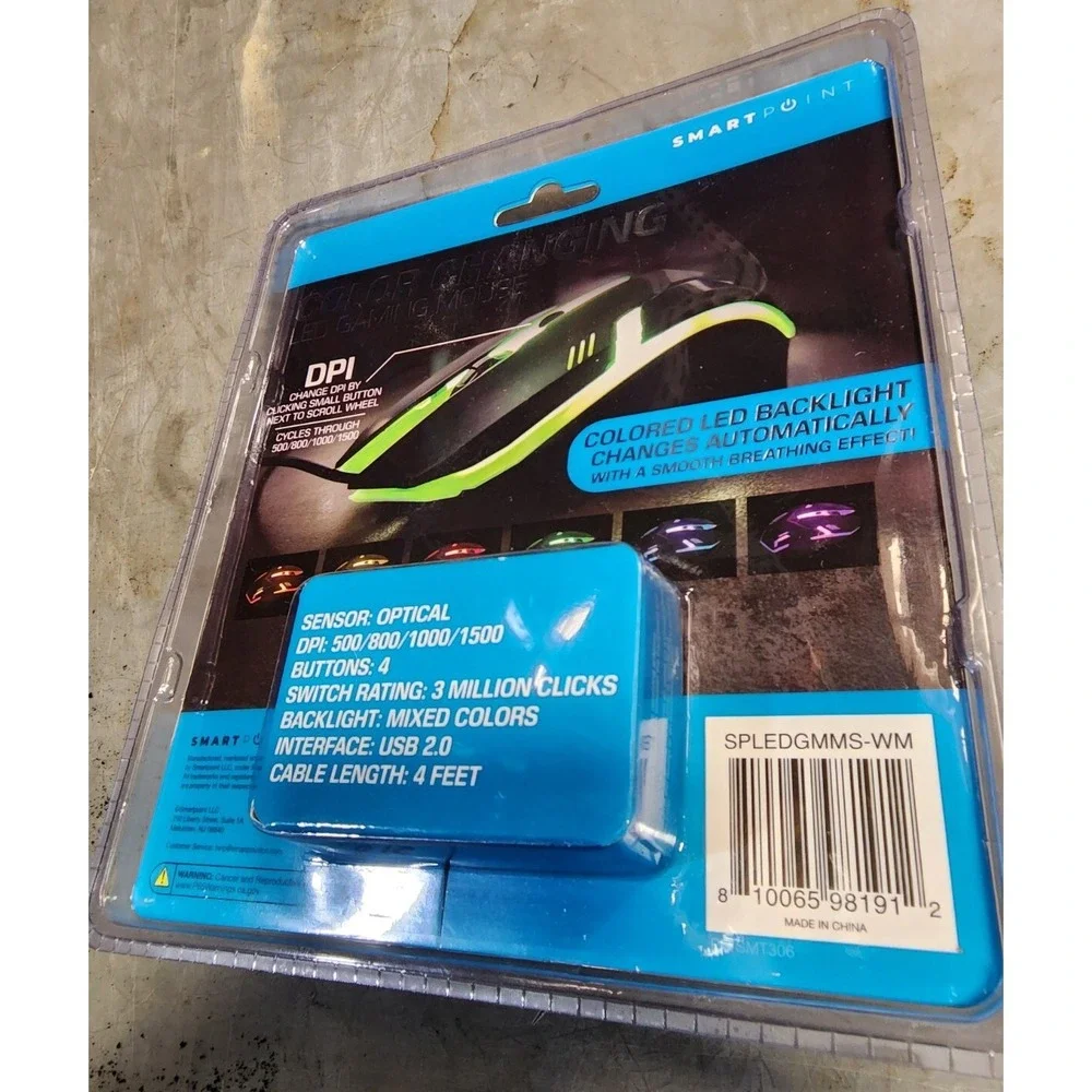 Smart Point Multi-Color Changing LED‎ Gaming Mouse Compatible W/Mac & PC